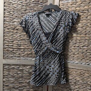 Petite Sophisticate Wrap Style Top with Cap Sleeves
